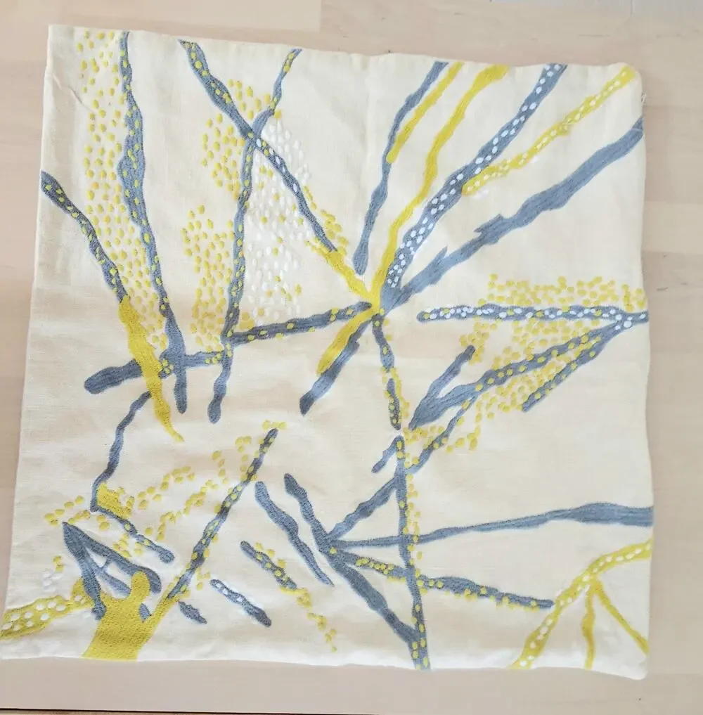KELLY WEARSLTER for SFERRA, PILLOW SHAM 21 X 21, Ecru, Mustard Yellow, Teal